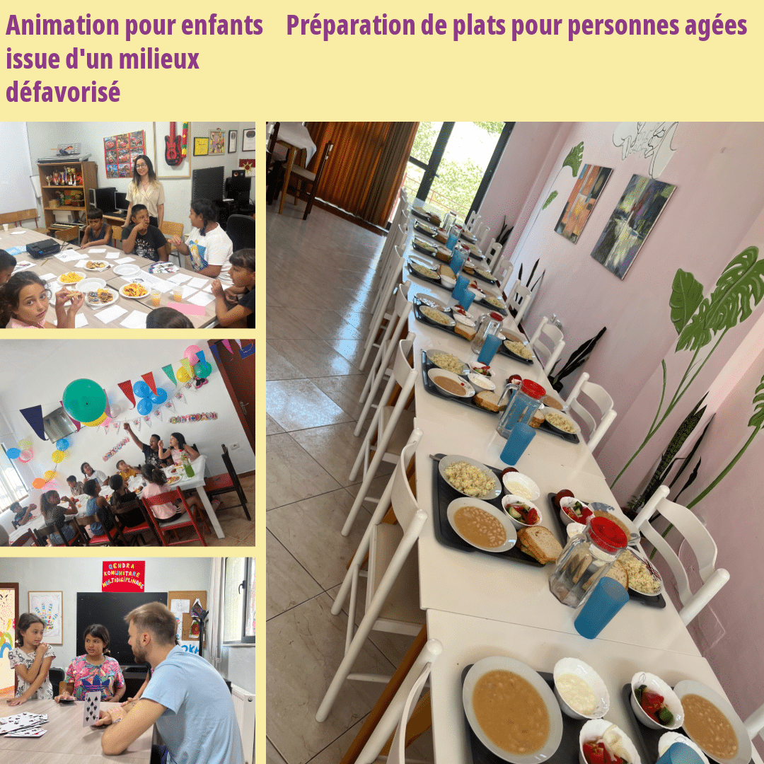 Animation pour enfant, préparation de plats pour personnages agées